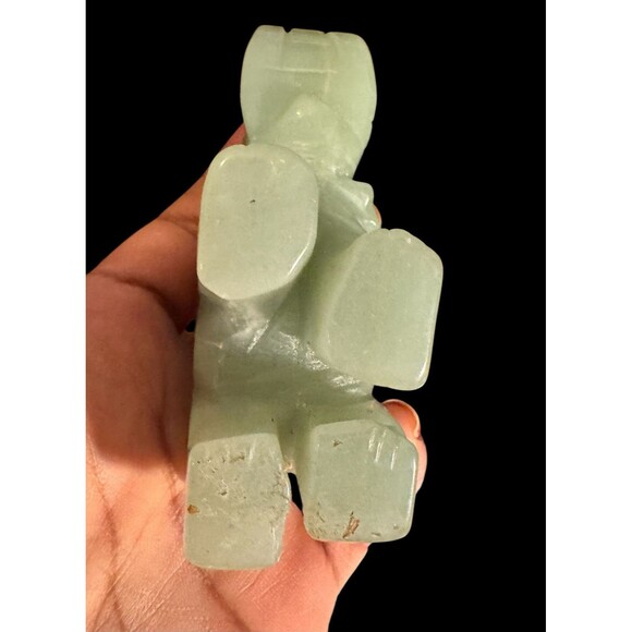 Jade Stone Carved Green Trunk Up Elephant Figurine 3" Home Shelf Decor - Picture 4 of 10